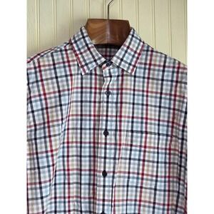 Tasso Elba Shirt Mens Medium Multicolor Plaid Button Down Long Sleeve Pocket‎
